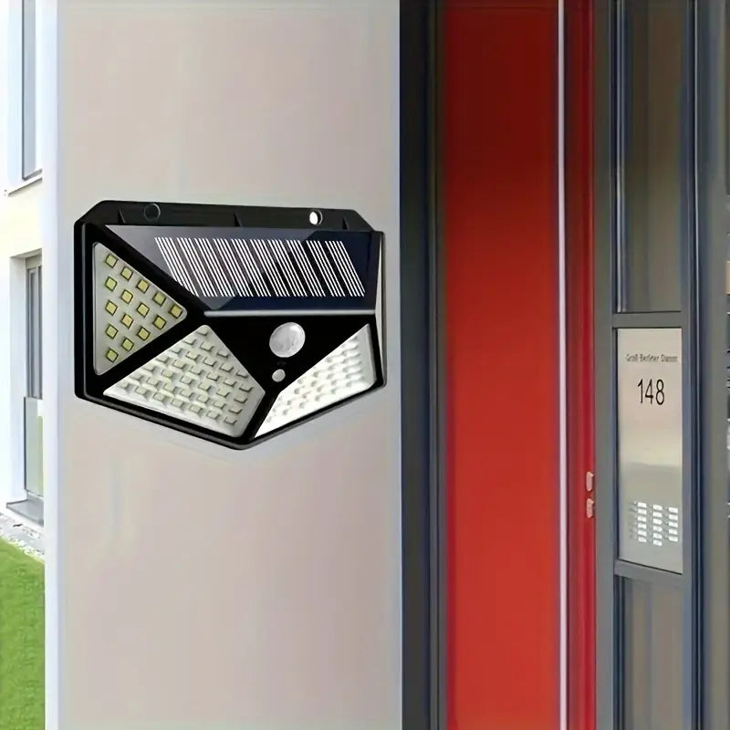 100 LED Solar Wall Lamp with Motion Sensor – High-Brightness Outdoor Security Light with Auto Brightness Control, Waterproof Solar-Powered Garden & Porch Lamp (Pack of 1)
