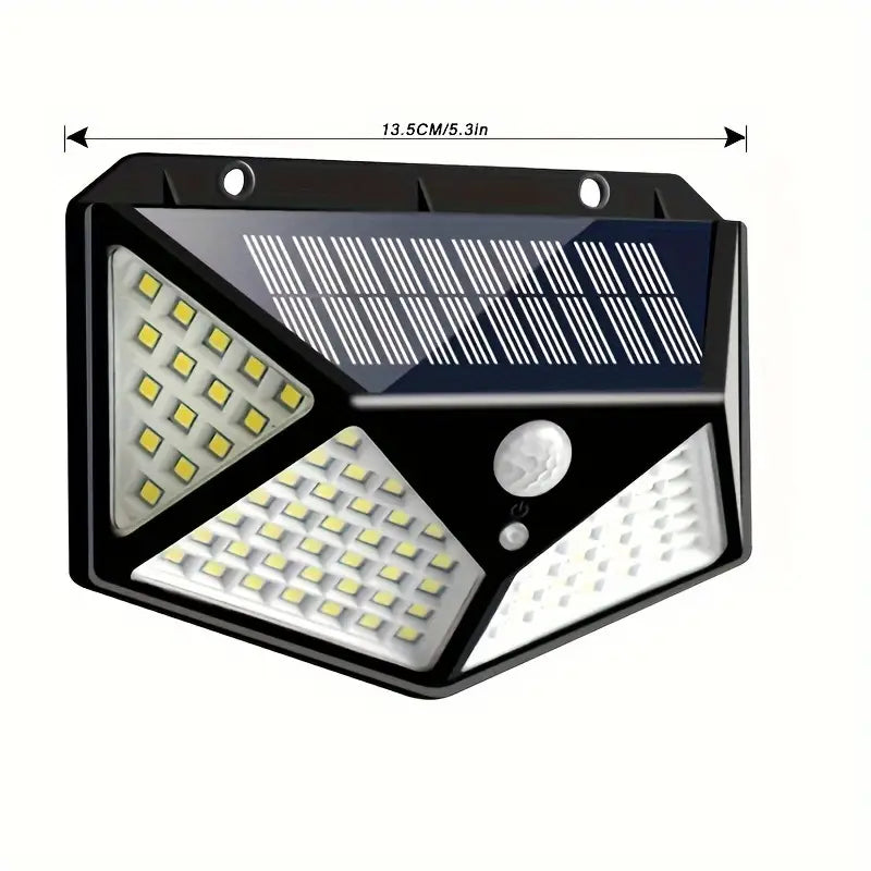 100 LED Solar Wall Lamp with Motion Sensor – High-Brightness Outdoor Security Light with Auto Brightness Control, Waterproof Solar-Powered Garden & Porch Lamp (Pack of 1)