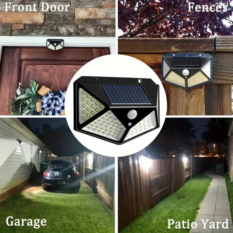 100 LED Solar Wall Lamp with Motion Sensor – High-Brightness Outdoor Security Light with Auto Brightness Control, Waterproof Solar-Powered Garden & Porch Lamp (Pack of 1)