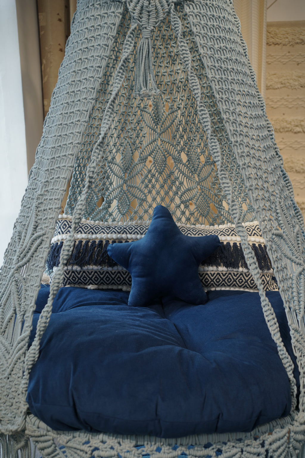 Navy Blue hanging hammock swing for kids and adults