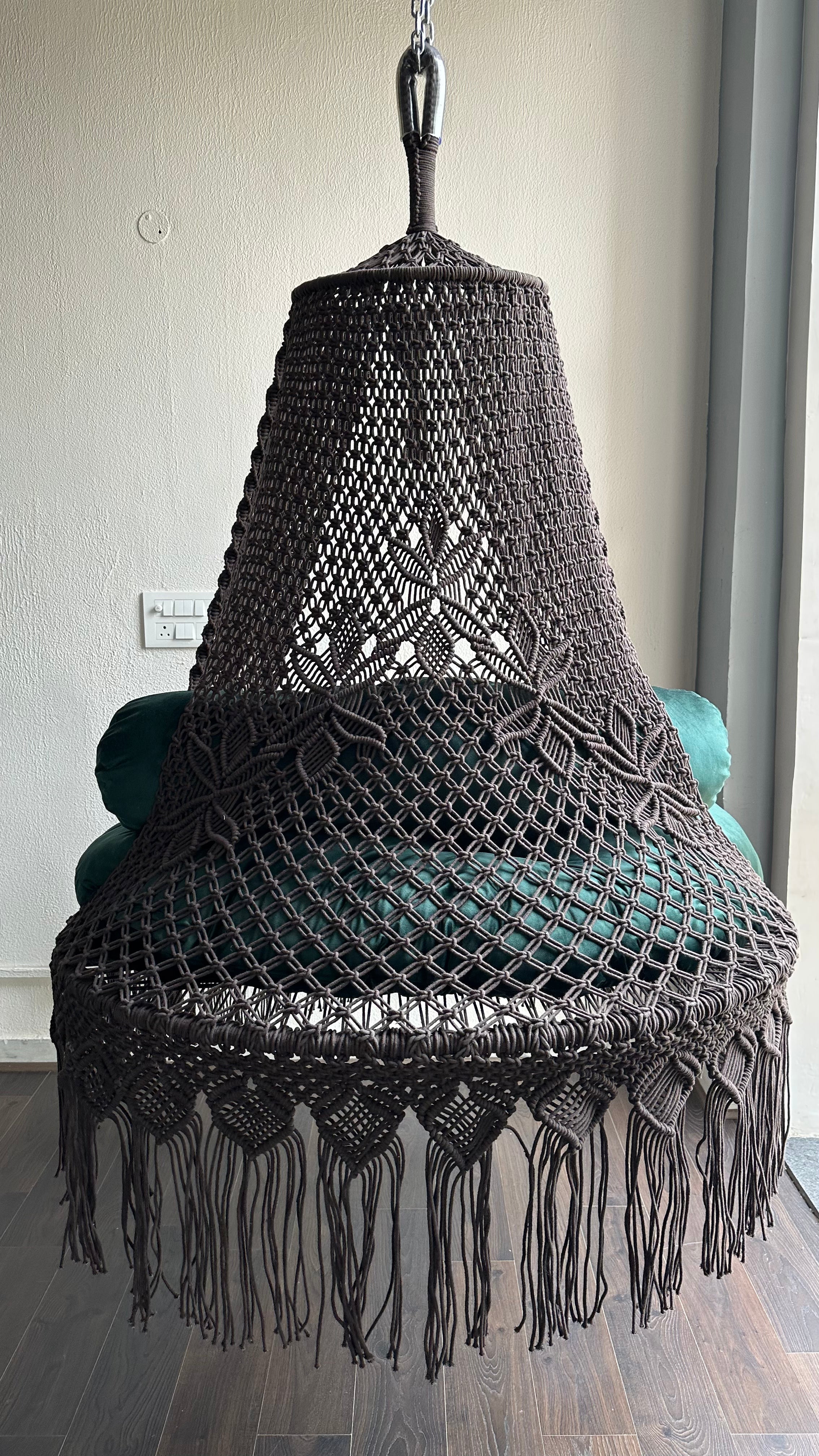 Macrame swing for two people Christiana Swing in mocha brown color