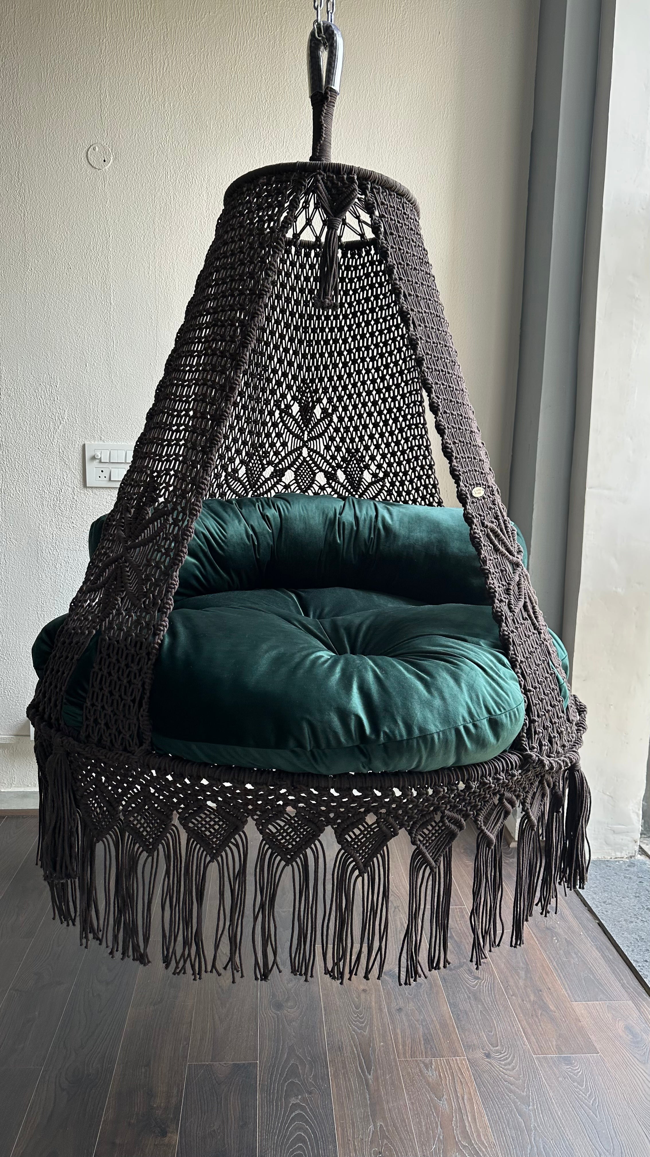 Macrame swing for two people Christiana Swing in mocha brown color