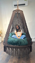 Macrame swing for two people Christiana Swing in mocha brown color