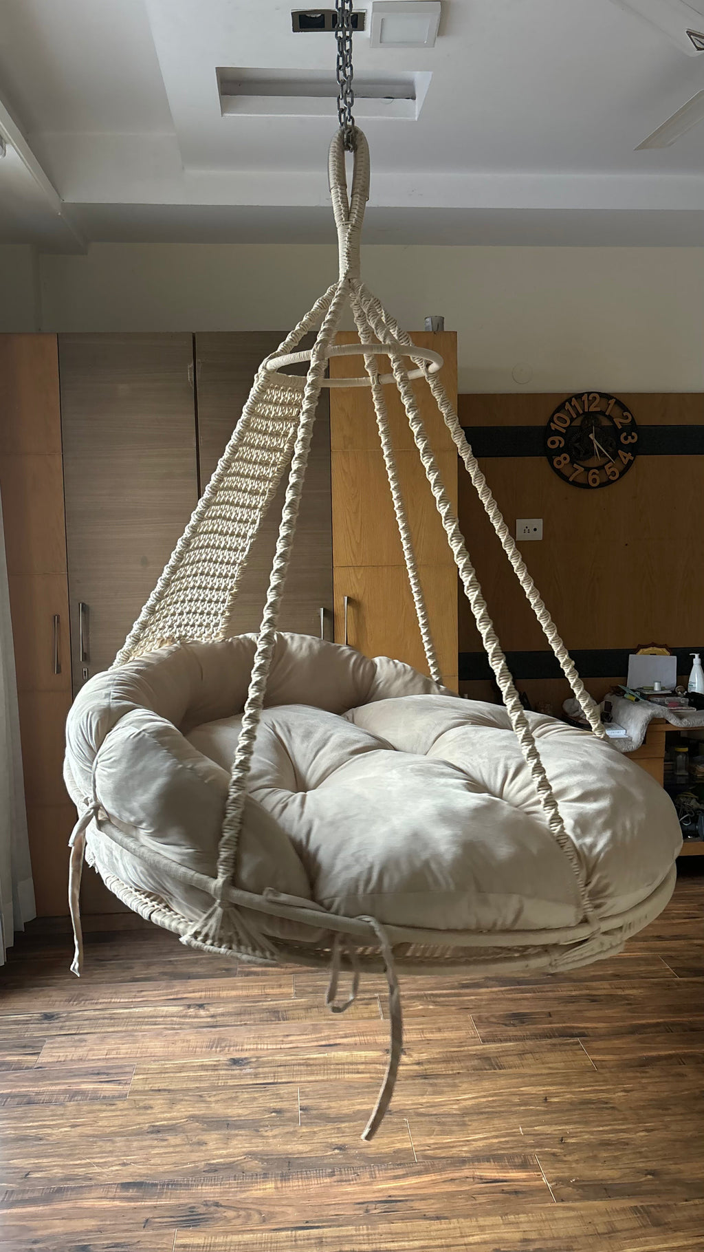 Outdoor White Porch Swing – Moon by Swing Saga