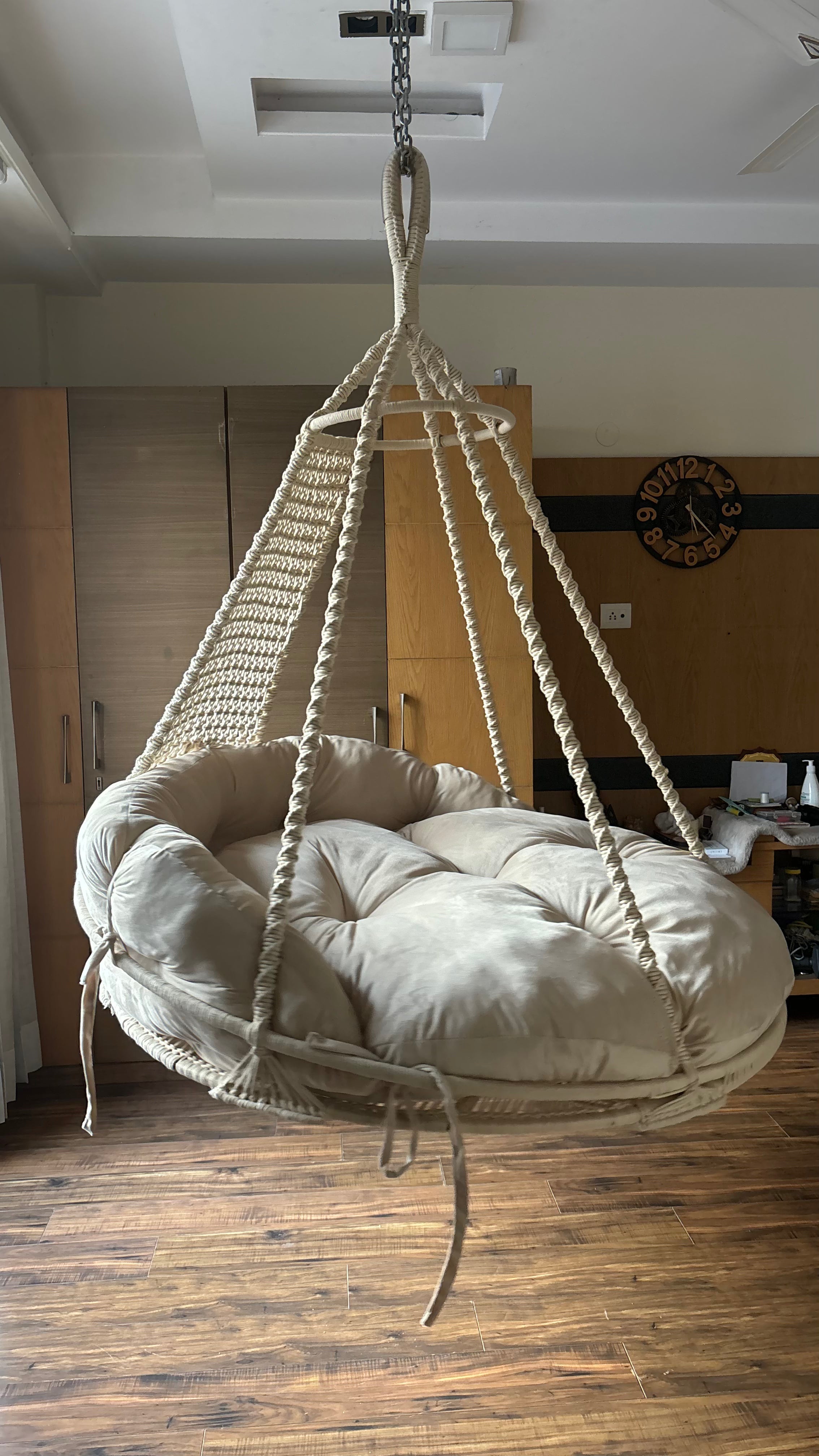 Outdoor White Porch Swing – Moon by Swing Saga