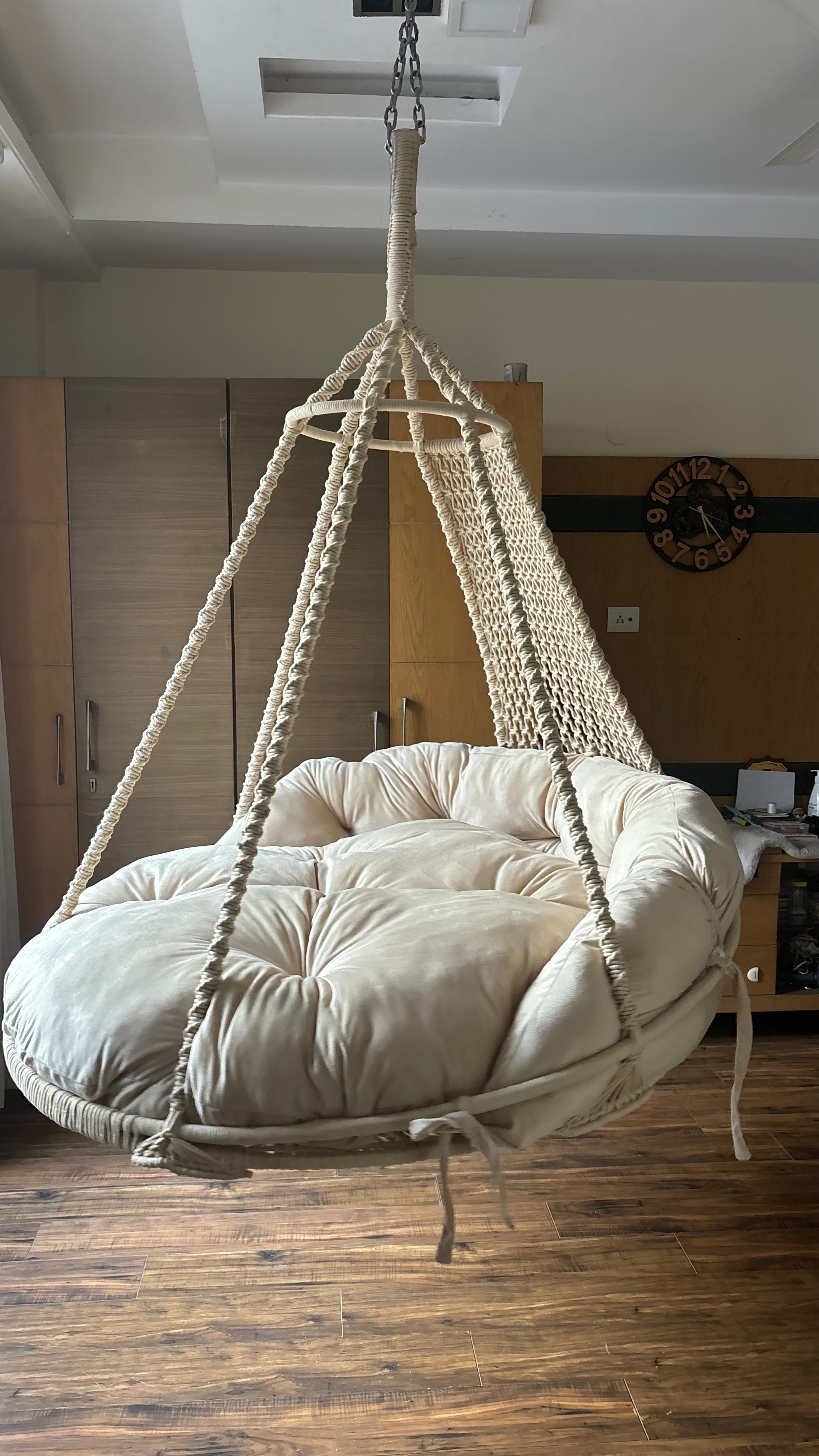 Outdoor White Porch Swing – Moon by Swing Saga