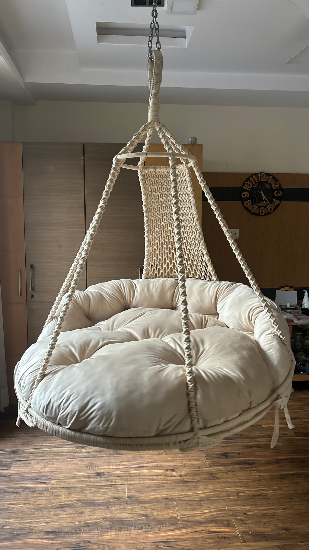 Outdoor White Porch Swing – Moon by Swing Saga