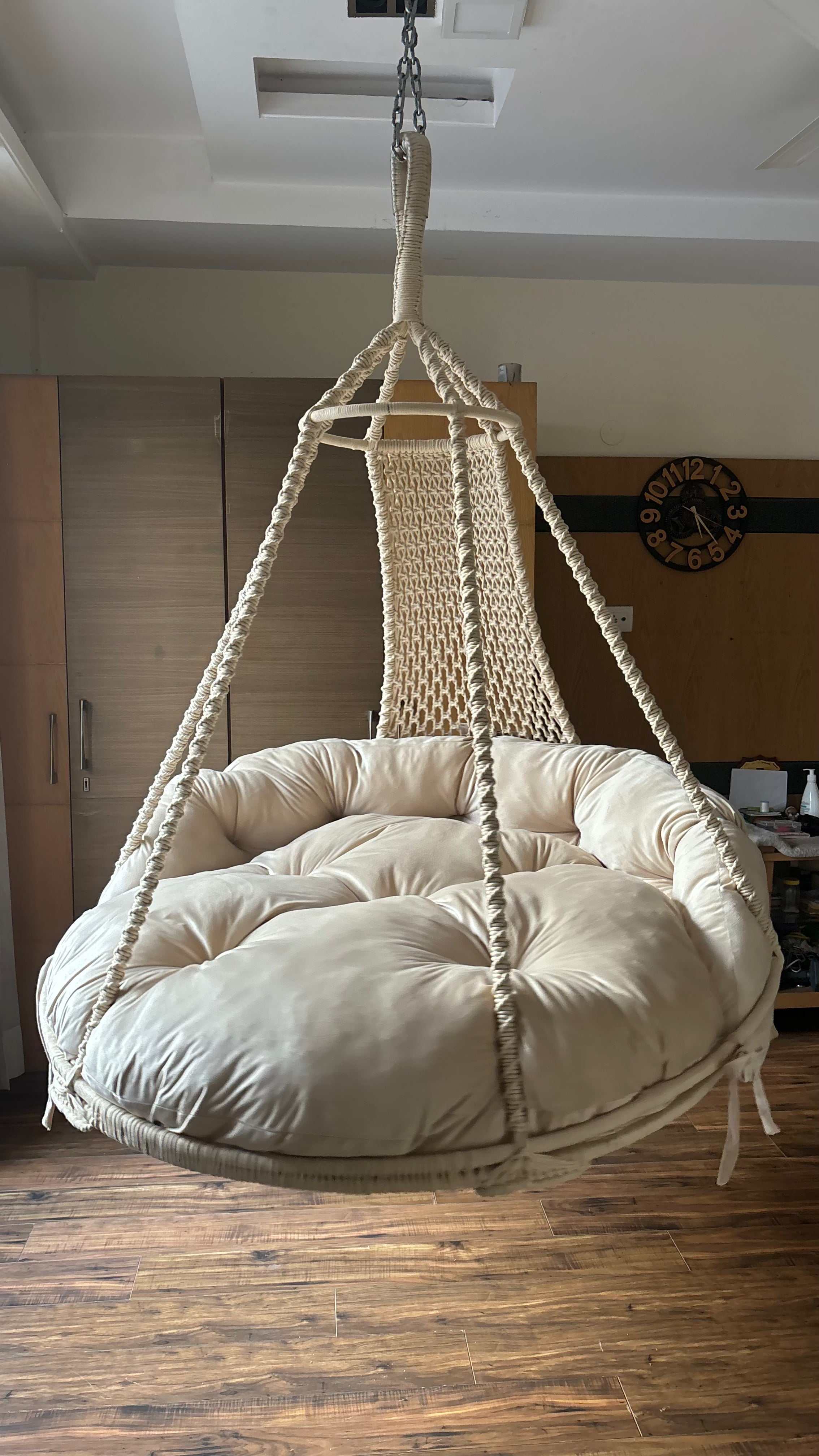 Outdoor White Porch Swing – Moon by Swing Saga