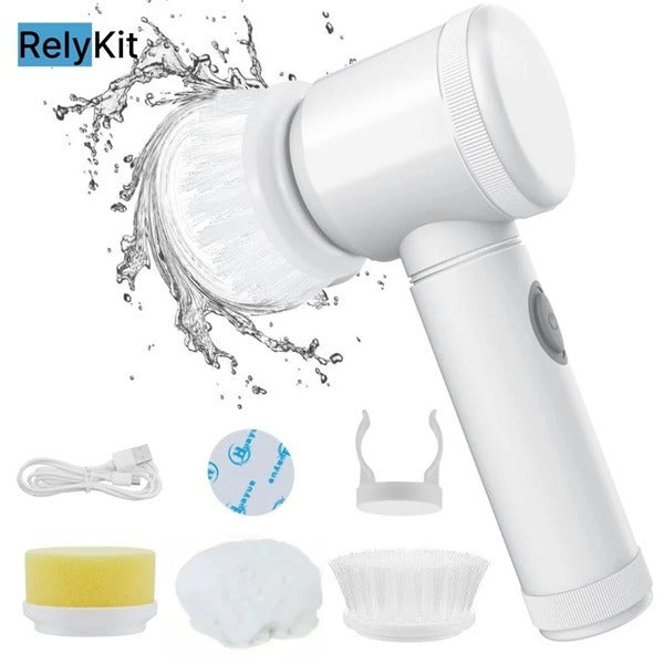 5-in-1 Electric Magic Cleaning Brush – Powerful Bathroom, Sink, Tile & Kitchen Electric Scrubber for Home Cleaning