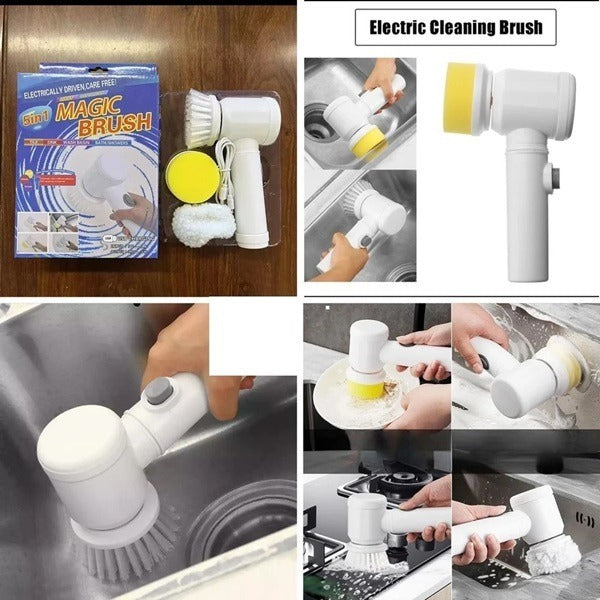 5-in-1 Electric Magic Cleaning Brush – Powerful Bathroom, Sink, Tile & Kitchen Electric Scrubber for Home Cleaning