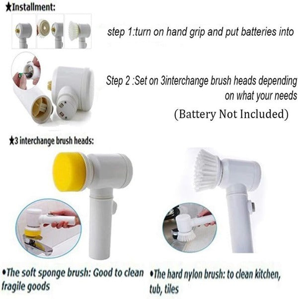5-in-1 Electric Magic Cleaning Brush – Powerful Bathroom, Sink, Tile & Kitchen Electric Scrubber for Home Cleaning