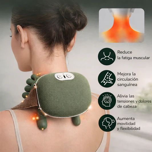 Wireless Heated Shiatsu Neck and Back Massager,Portable Deep Tissue Kneading Massager for Shoulder, Back & Body Pain Relief