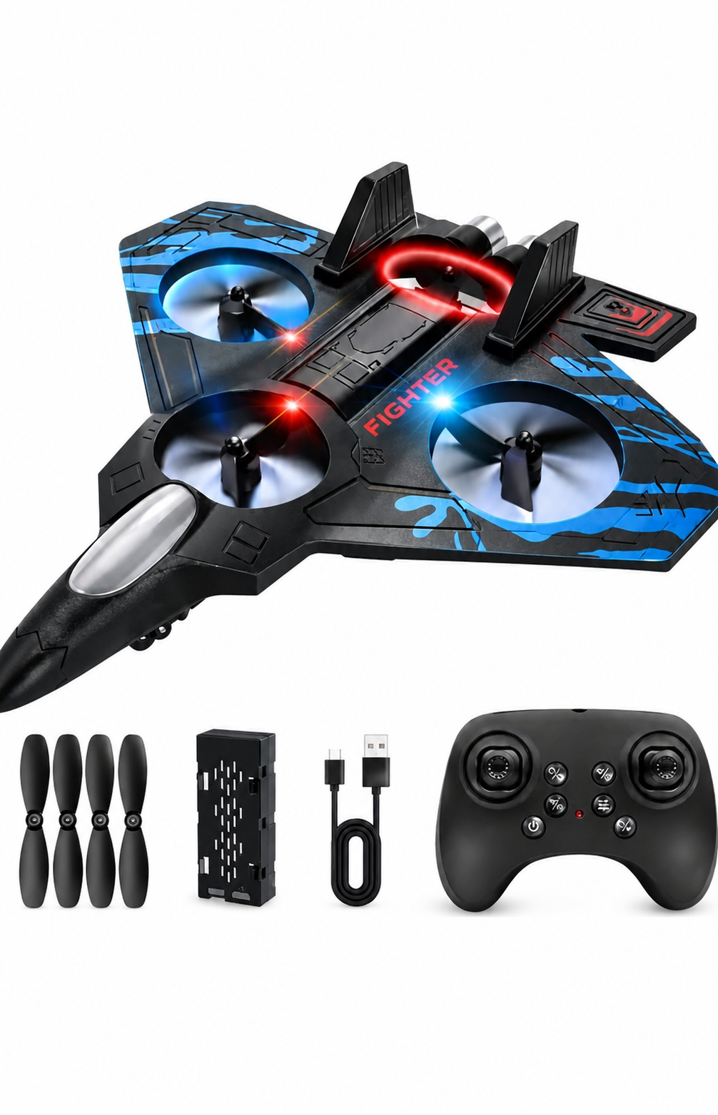 Battle Remote Control Fighter Jet RC Airplane for Kids & Adults with LED Lights | 360° Flip, Stunt Roll Flying Plane Toy for Boys