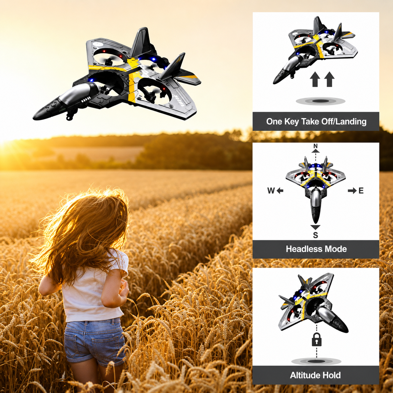 Battle Remote Control Fighter Jet RC Airplane for Kids & Adults with LED Lights | 360° Flip, Stunt Roll Flying Plane Toy for Boys