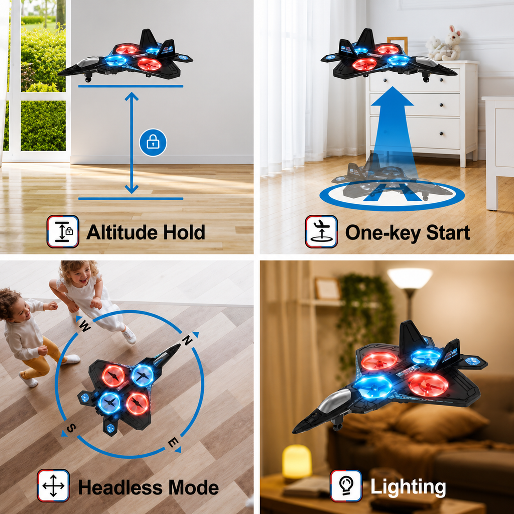 Battle Remote Control Fighter Jet RC Airplane for Kids & Adults with LED Lights | 360° Flip, Stunt Roll Flying Plane Toy for Boys