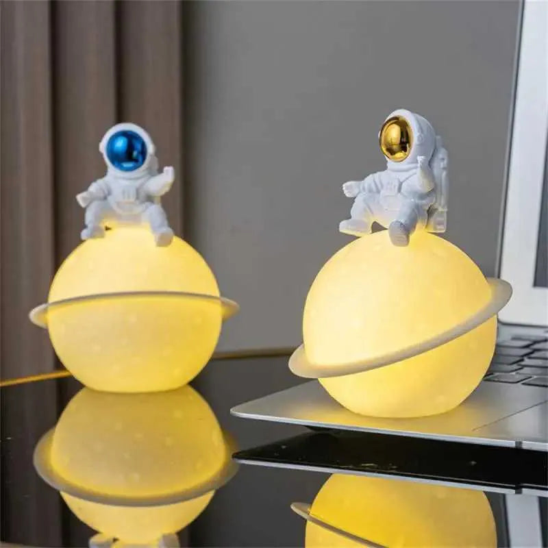 Astronaut Moon Lamp Night Light – Creative 3D Desktop LED Lighting for Bedroom & Home Decor (Random Color-Pack of 1)
